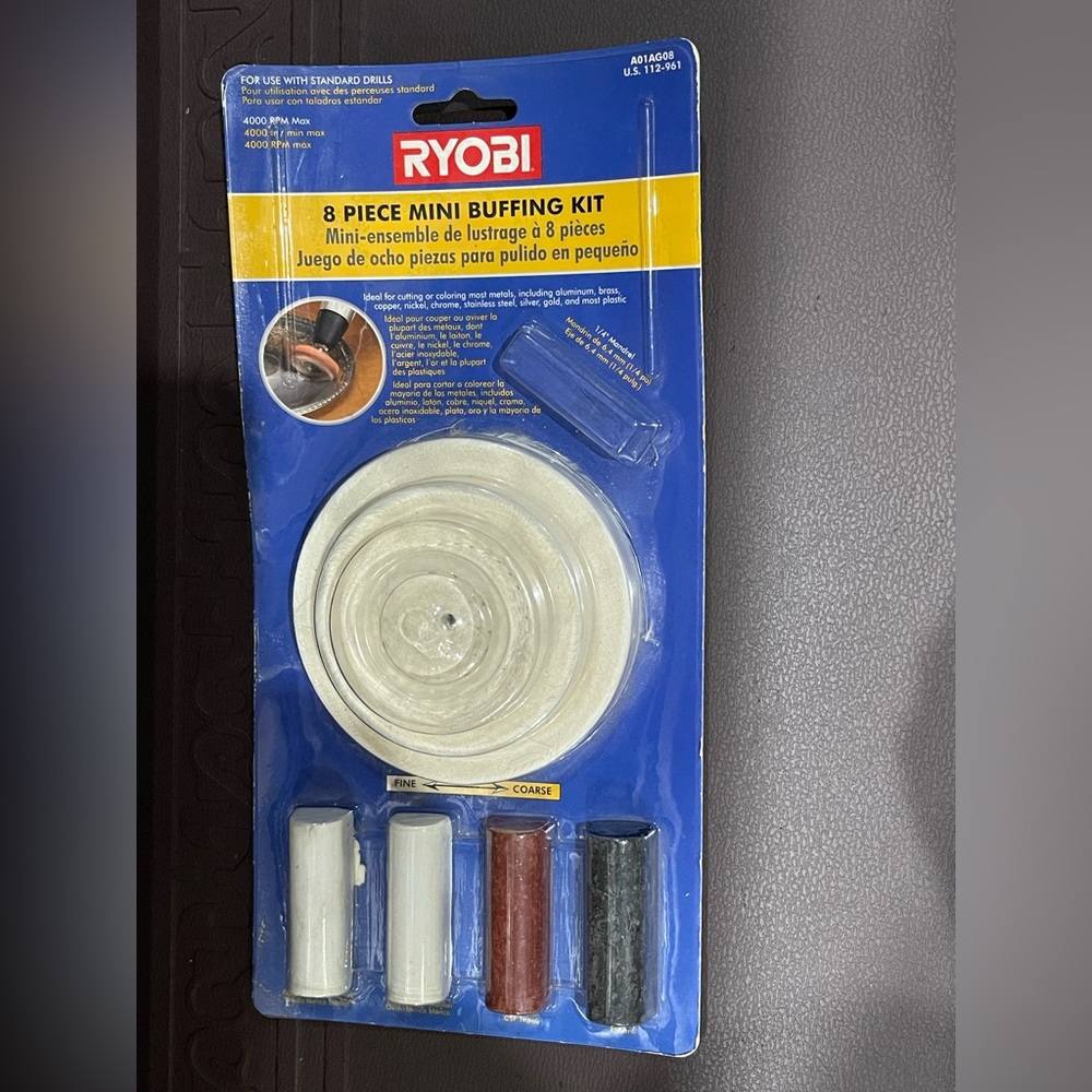 8 Piece Mini Buffing Kit - White, Red, Black